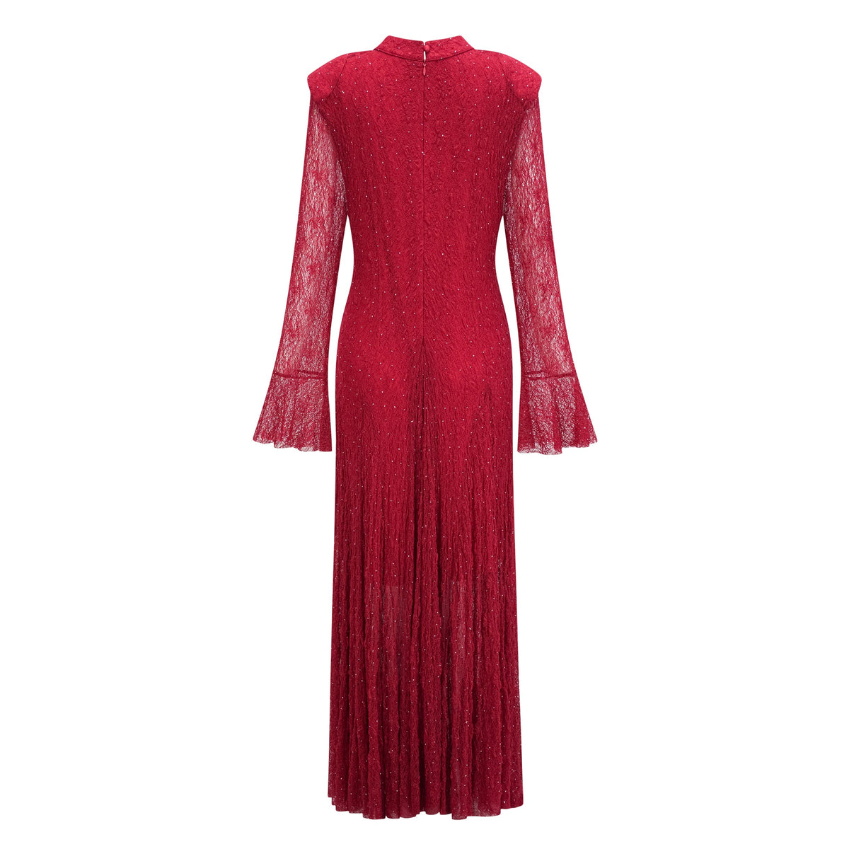 Justyna Red Rhinestone Guipure Lace Maxi Dress  (Final Sale-US Only)