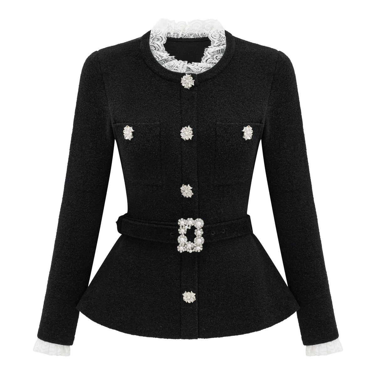 Ellinor Black Embellished Knit Top & Skirt Set