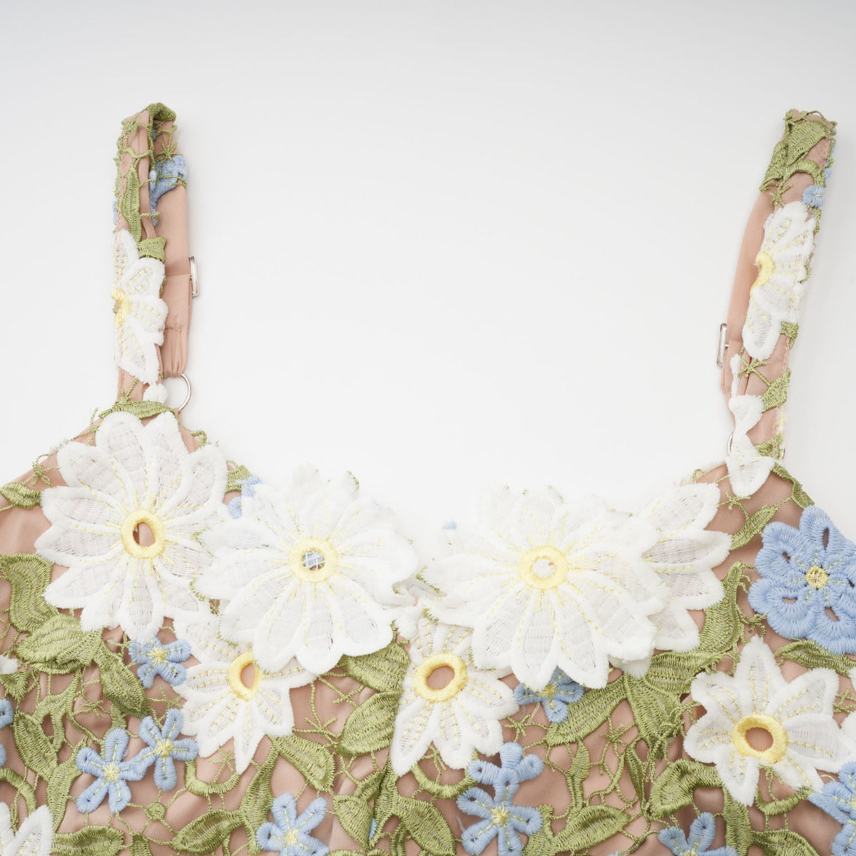 Carla floral embroidered hollow-carved midi dress (Final Sale)