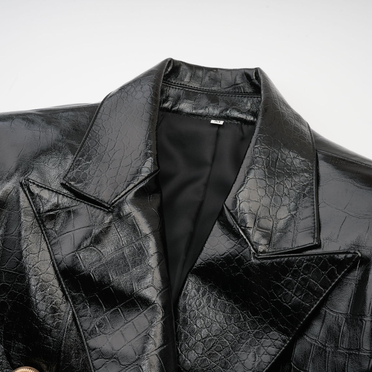 Élodie black cinched-waist leather jacket