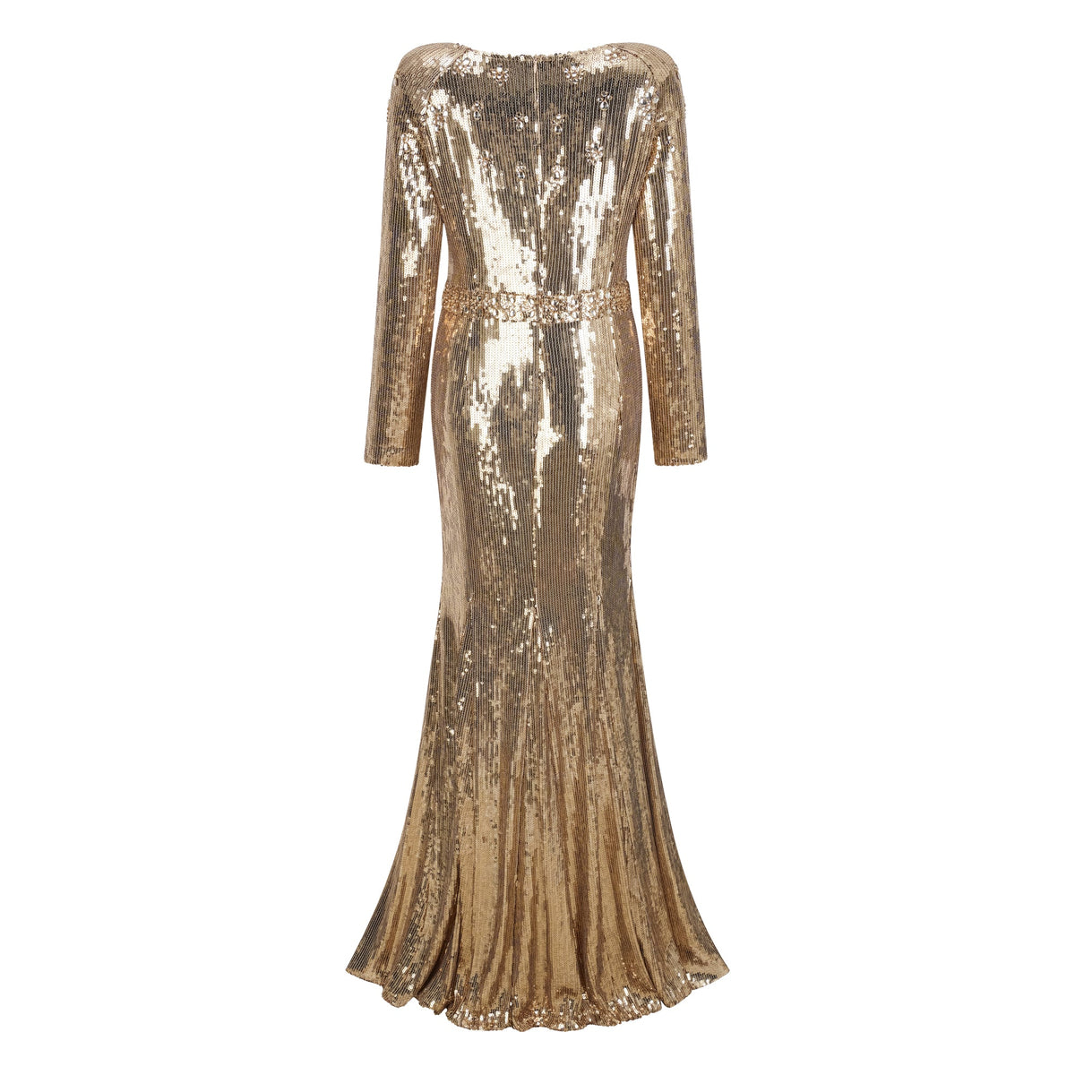 Federica Gold Train Sequined Maxi Dress (Final Sale-US Only)