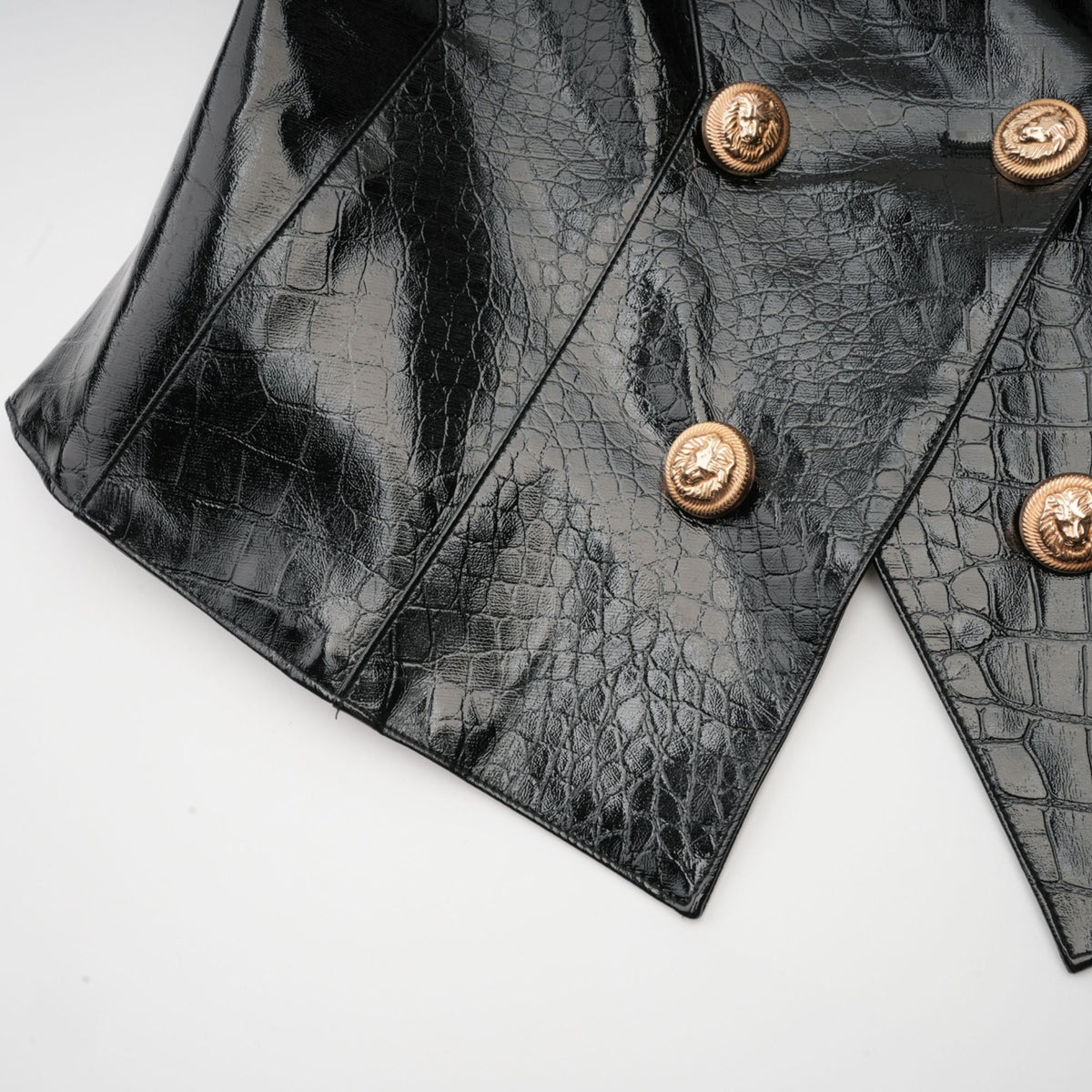 Élodie black cinched-waist leather jacket