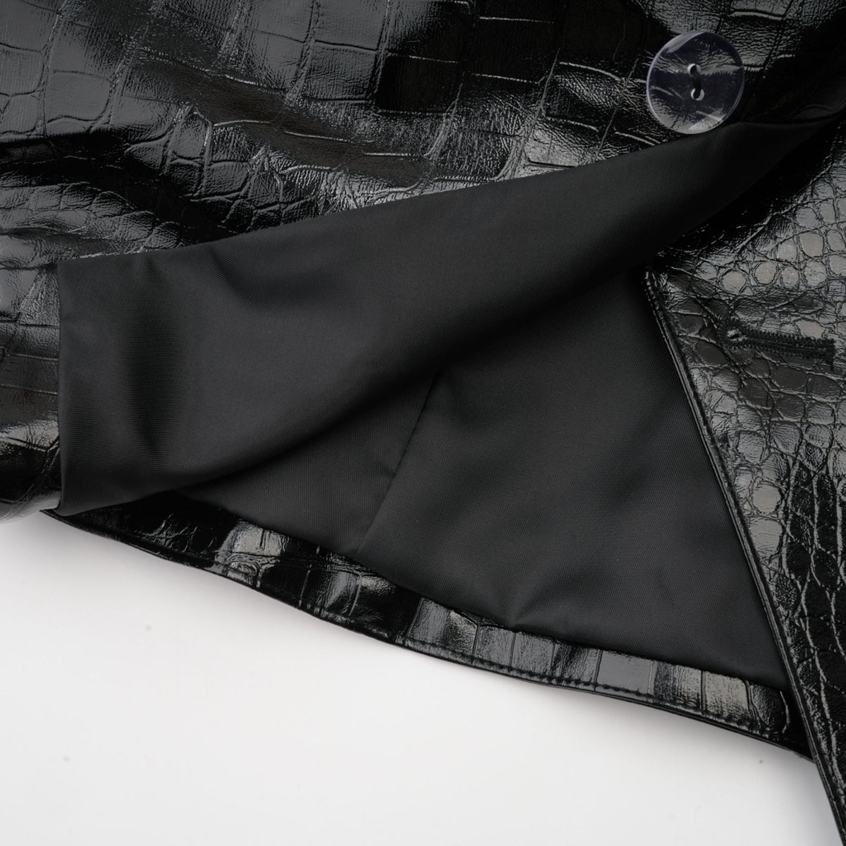 Élodie black cinched-waist leather jacket