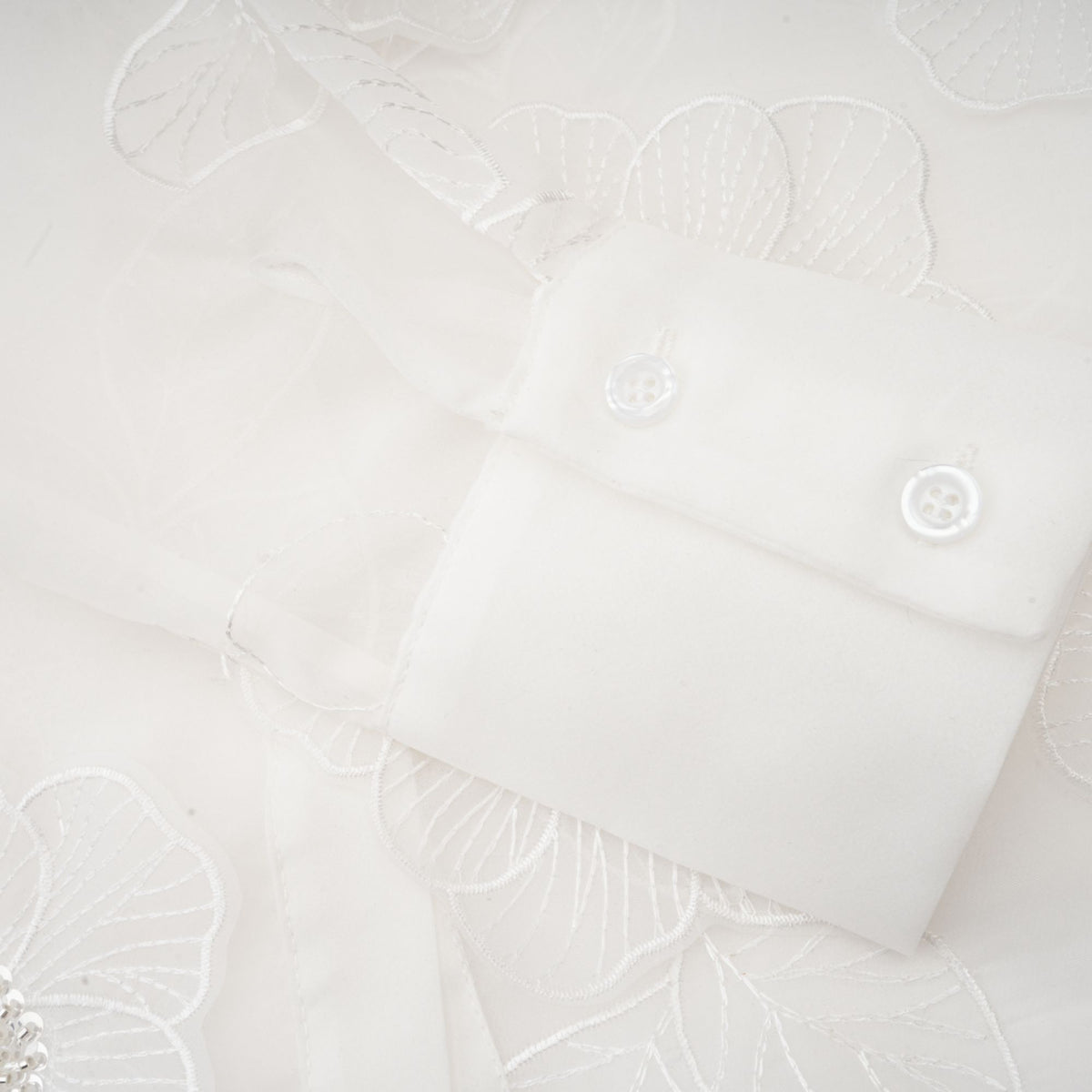 Béatrix white embellished semi-sheer shirt