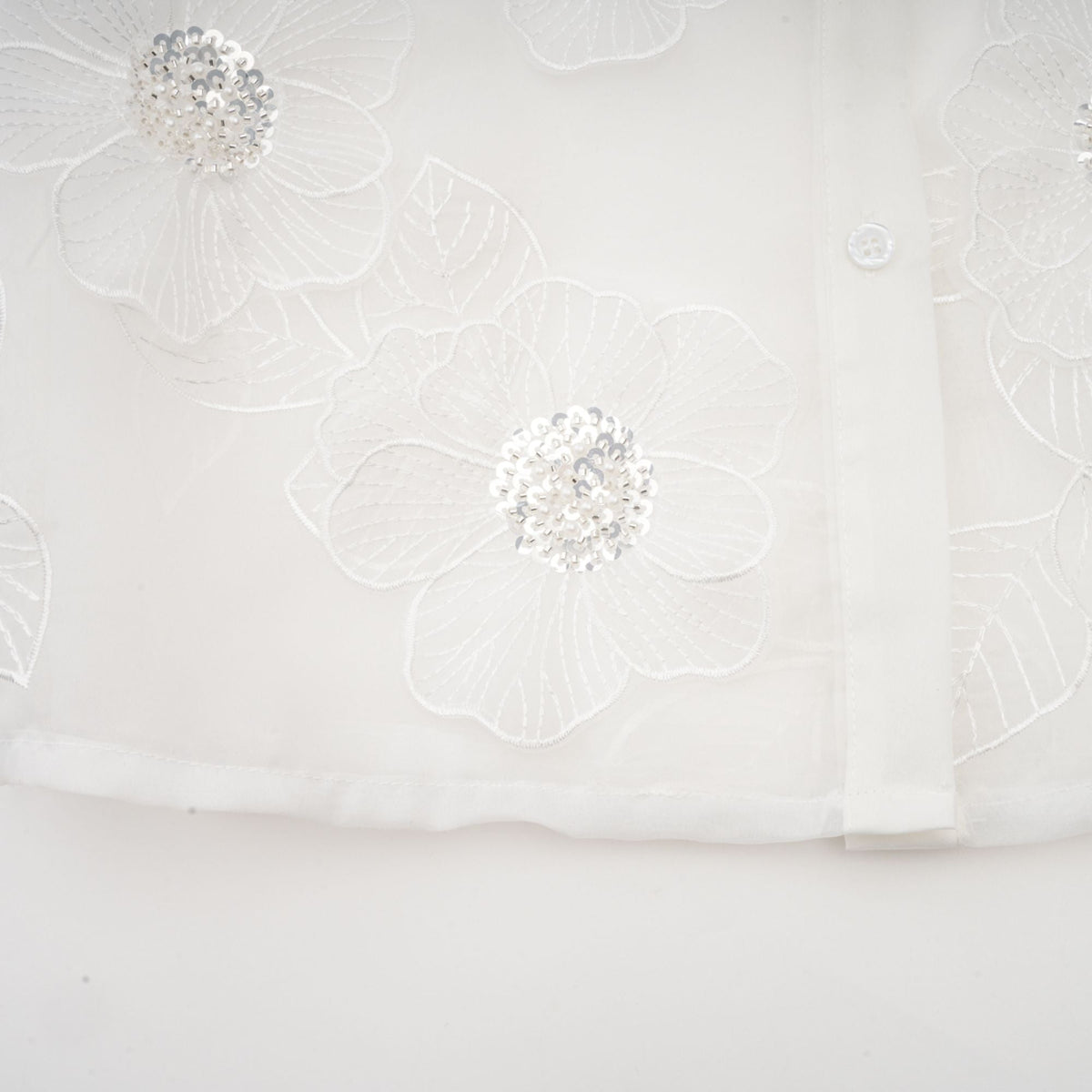 Béatrix white embellished semi-sheer shirt