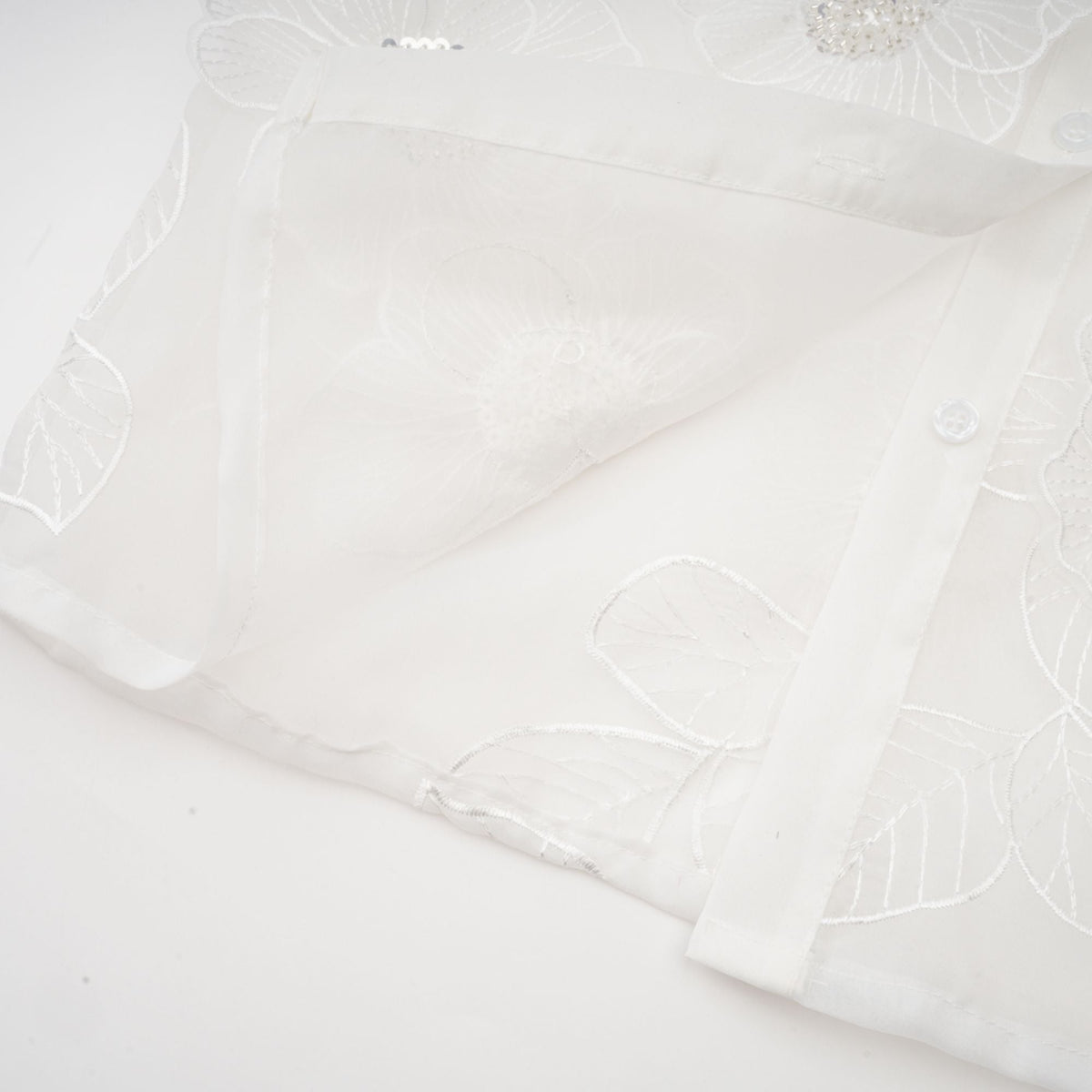 Béatrix white embellished semi-sheer shirt