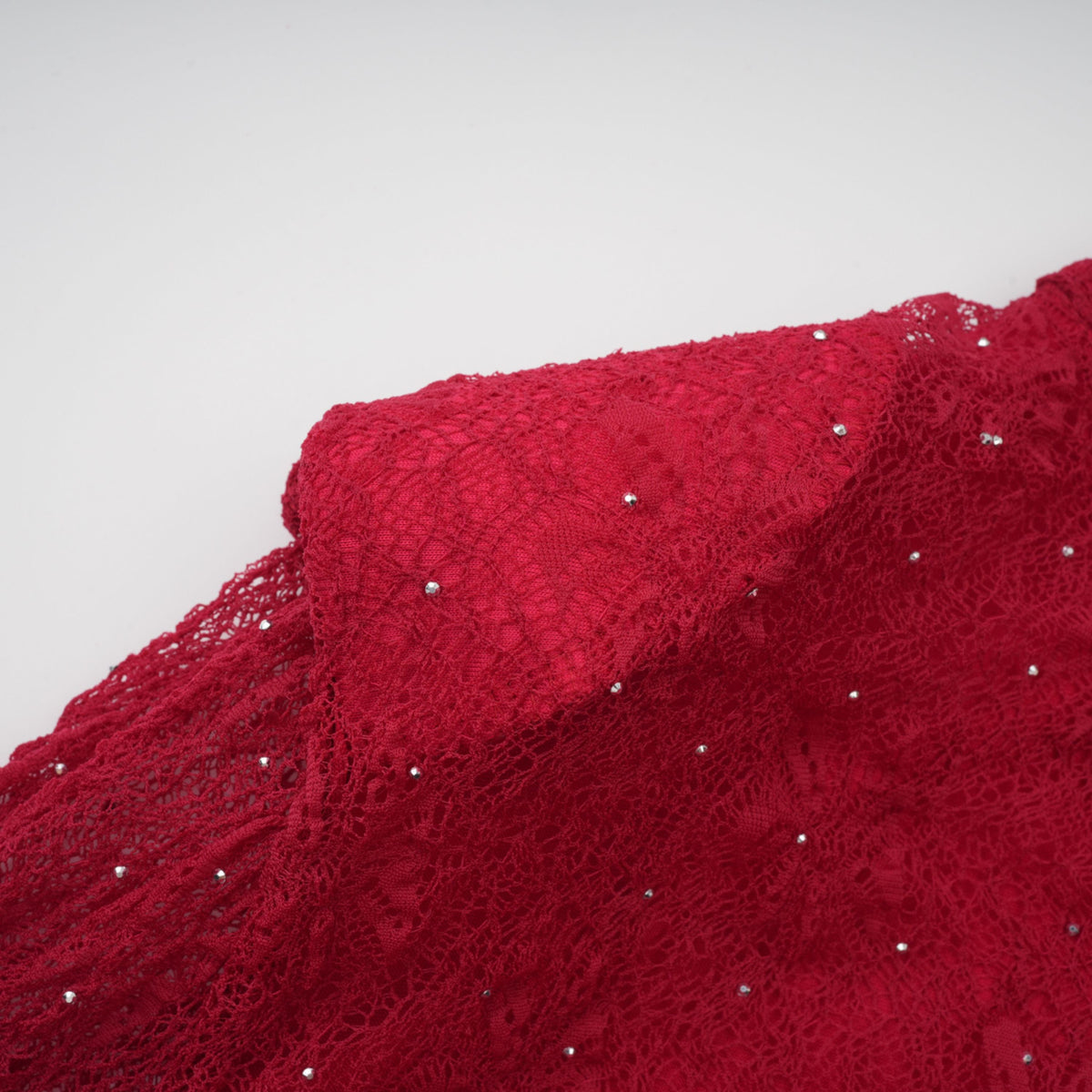 Justyna Red Rhinestone Guipure Lace Maxi Dress (Final Sale)