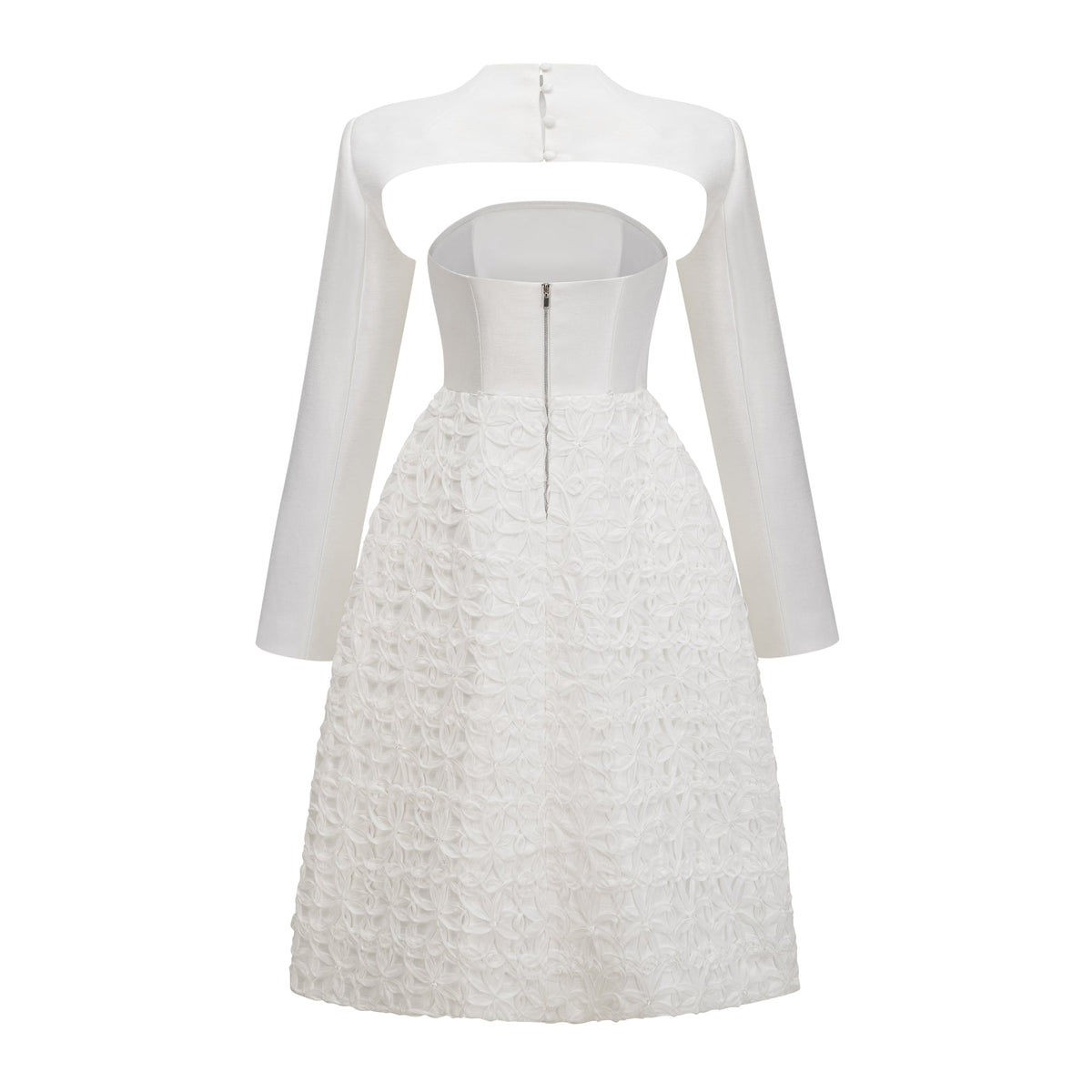 Dulcie White Floral Jacquard Shawl & Dress Set