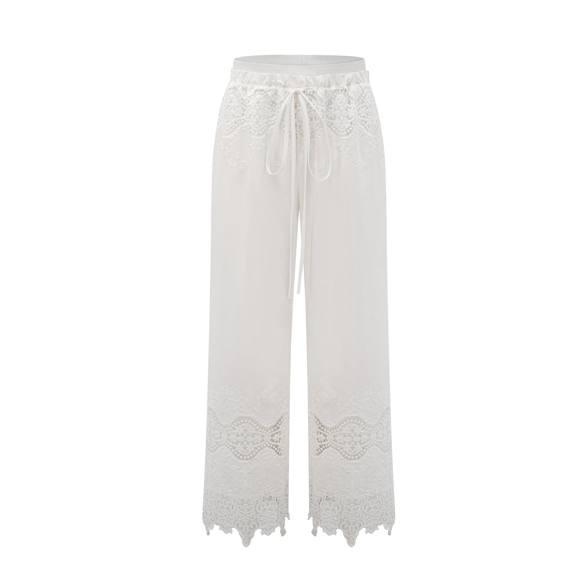 Raphaëlle lace-trim cut-out cropped top & trousers matching set