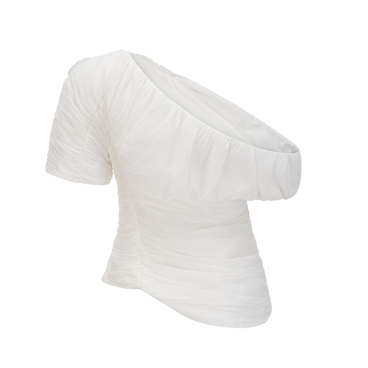 Adèle creased top & trousers matching set in White