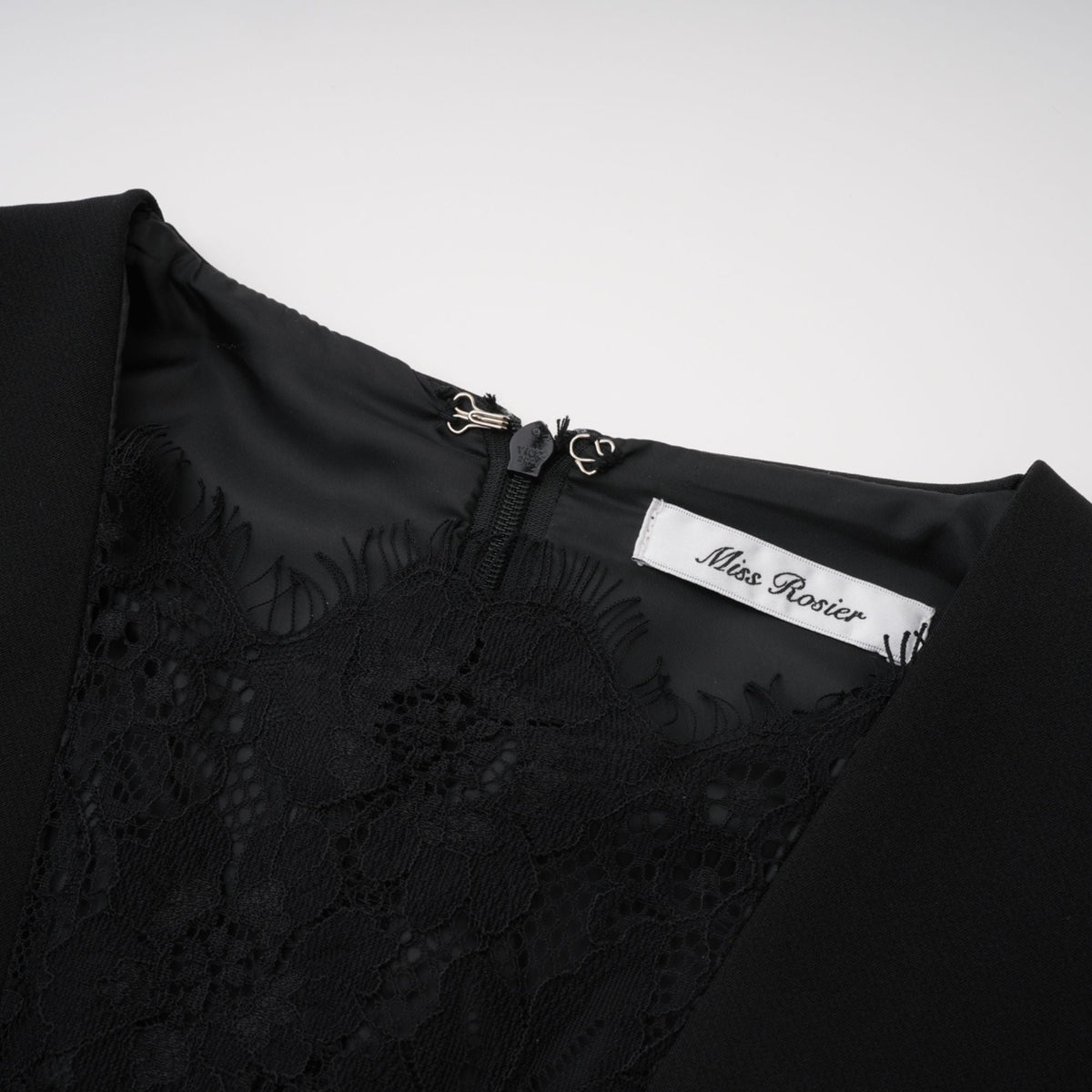 Rhea Black High Slit Lace Panel Midi Dress (Final Sale-US Only)