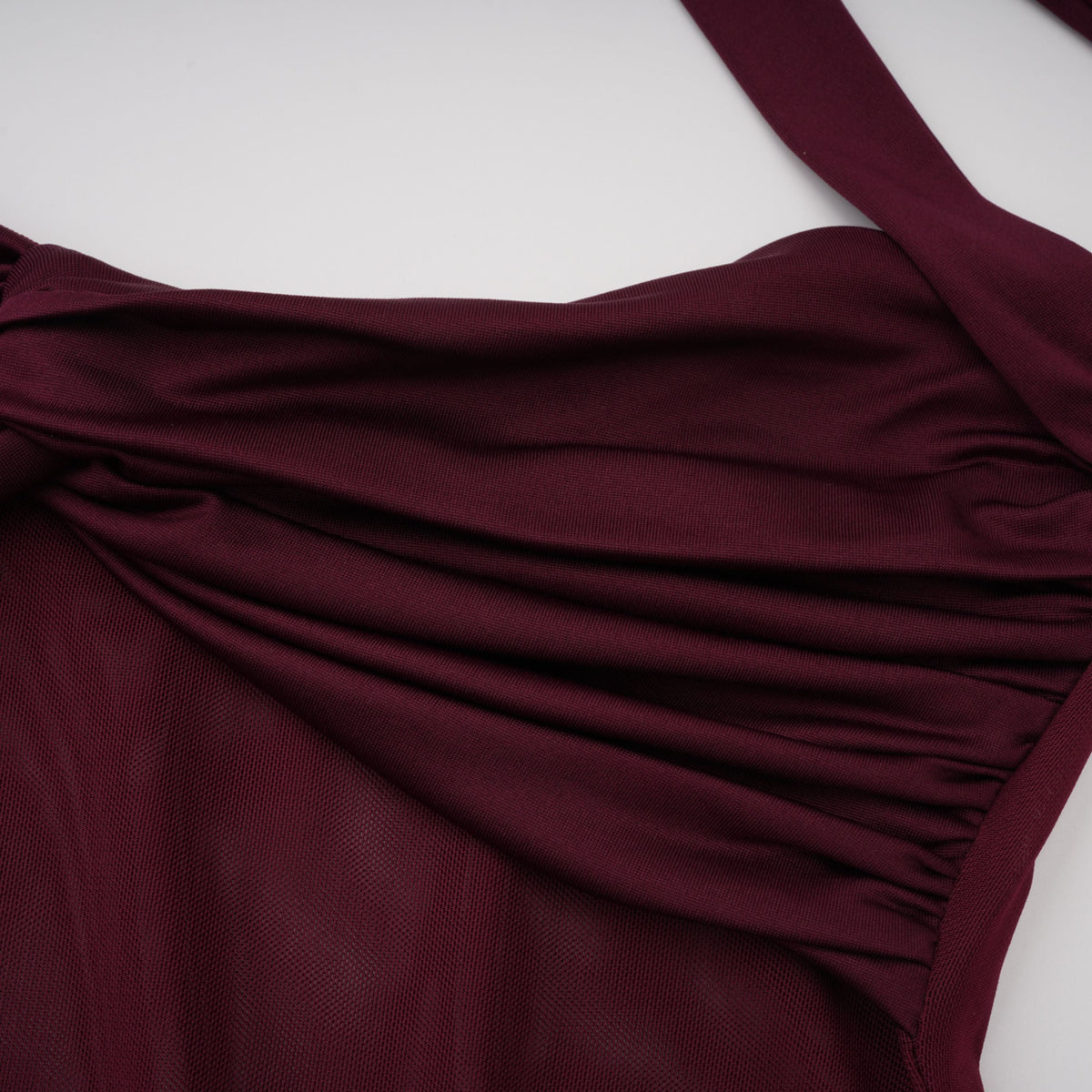 Amandine Burgundy Halterneck Gathered Maxi Dress (Final Sale)