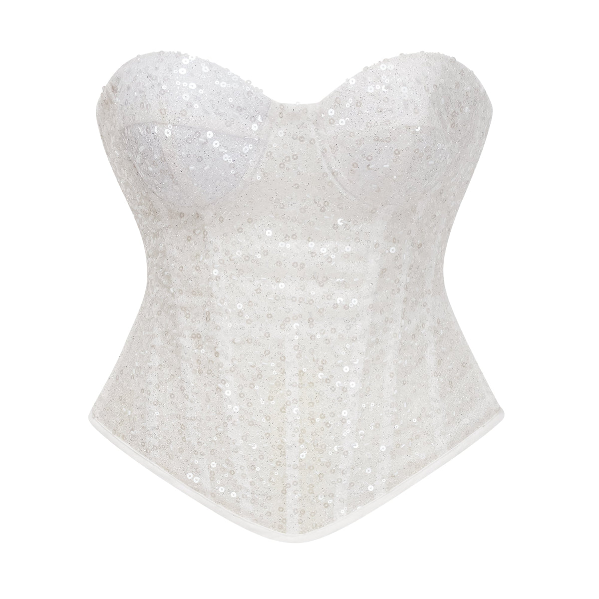Zora White Sequin Corset Top & Satin Skirt Set (Final Sale)