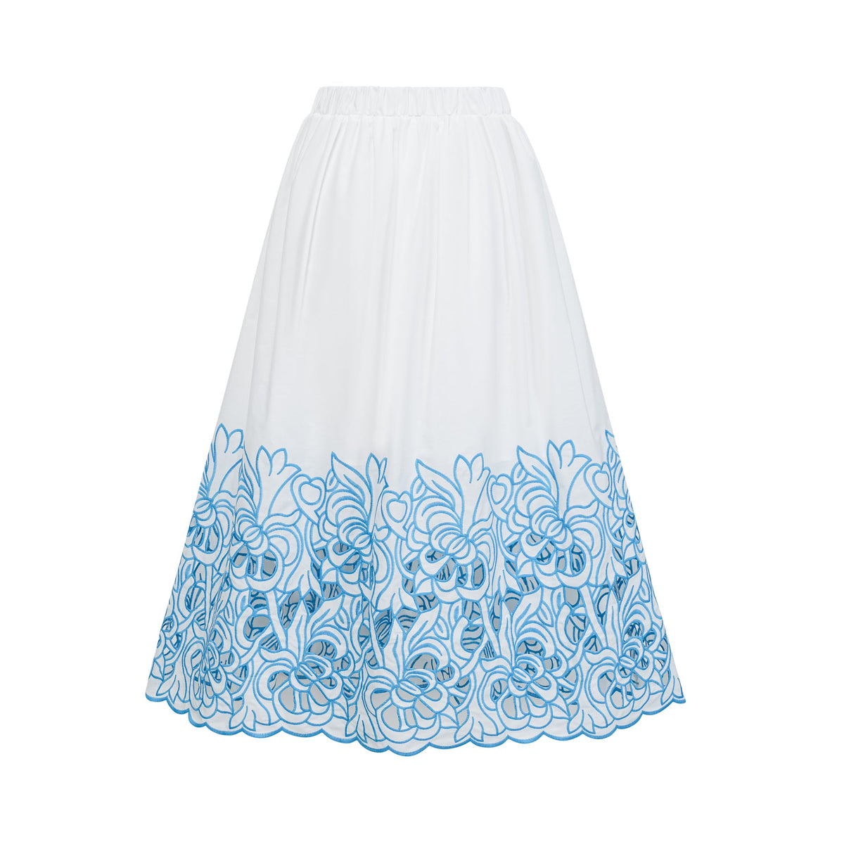 Aurore blue cut-out embroidered top & skirt matching set