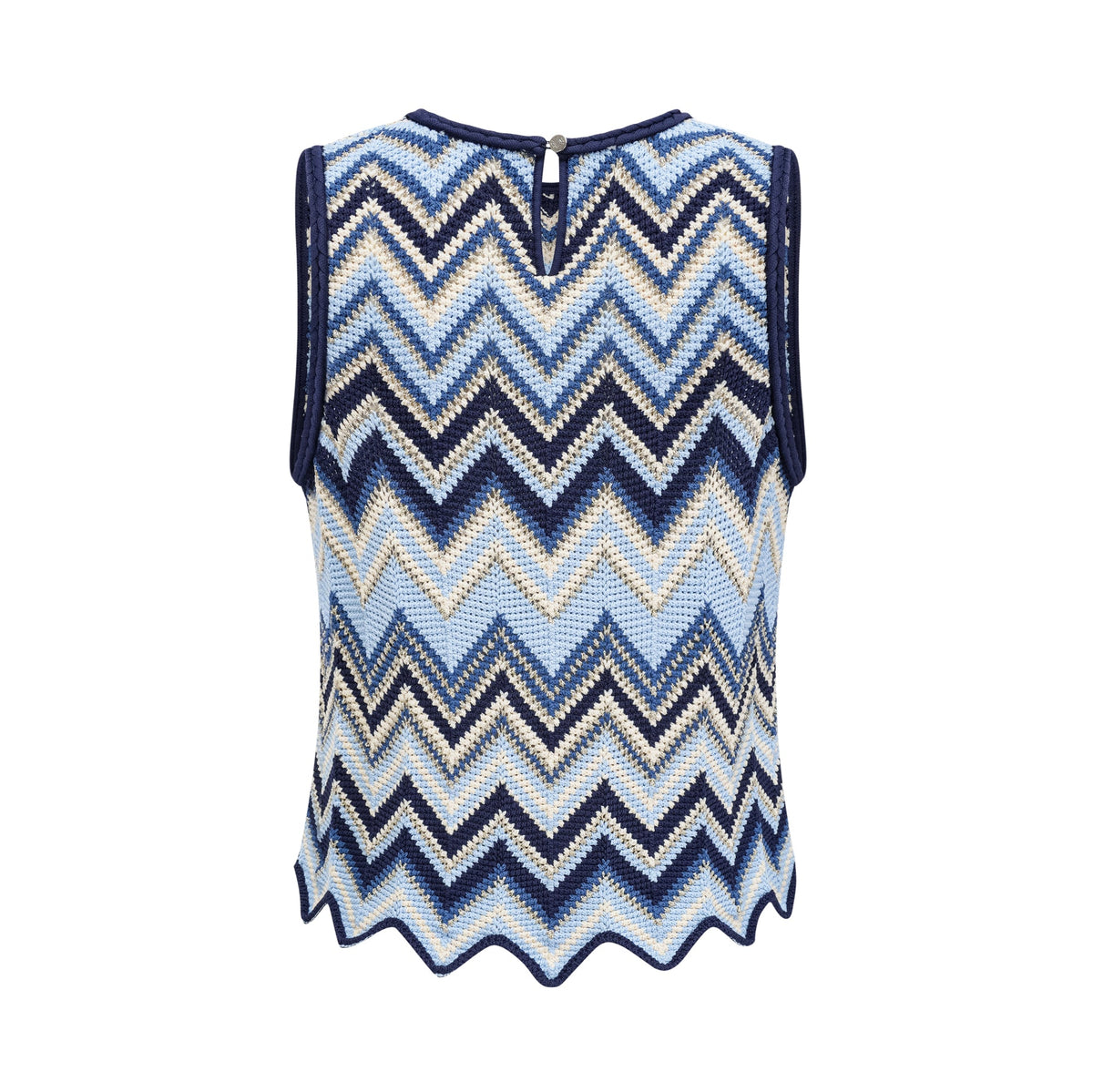 Irina blue zigzag-woven pointelle-knit top & trousers matching set (Final Sale-US Only)