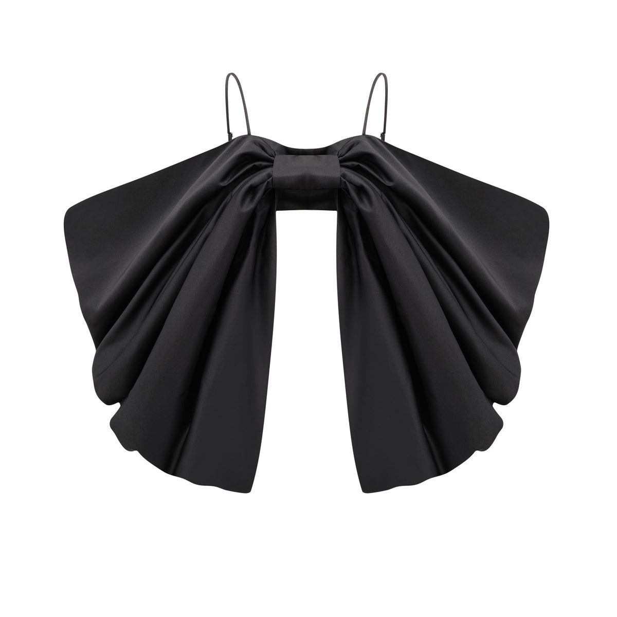 Solène bowknot scoop-back top in Black (Final Sale)