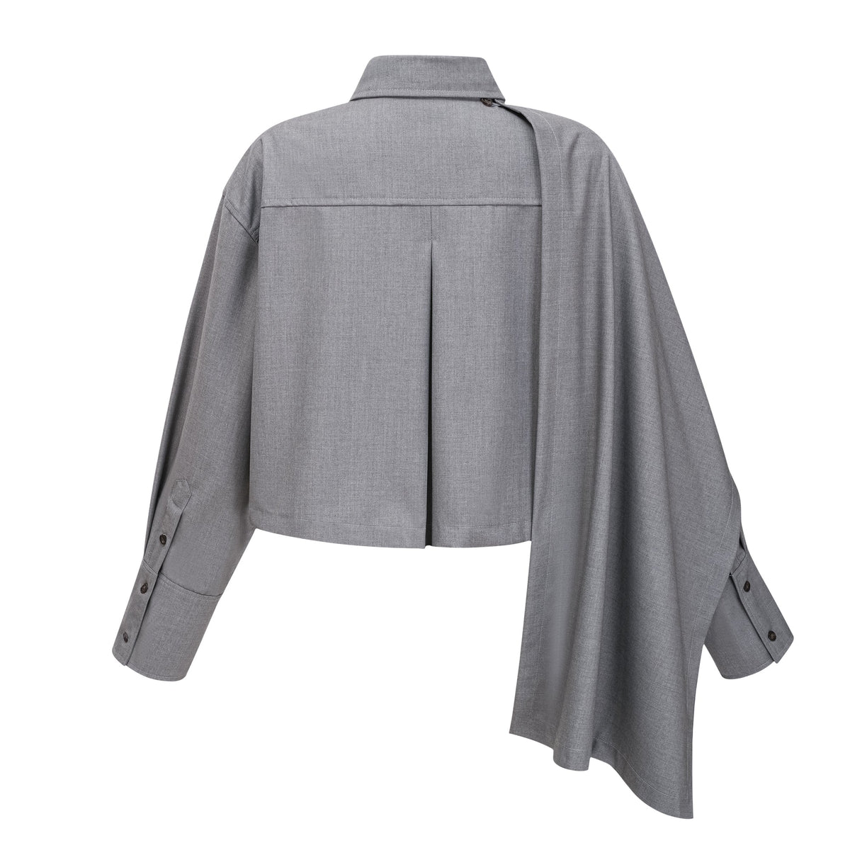 Cynthia Grey Asymmetrical Draped Shirt & Trousers Set (Final Sale-US Only)