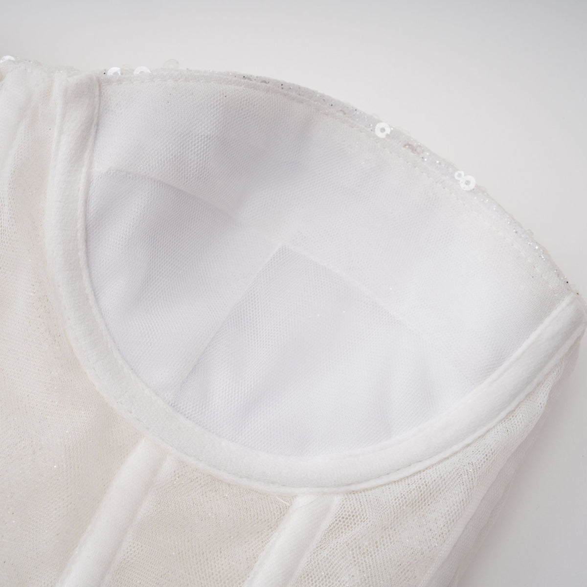 Zora White Sequin Corset Top & Satin Skirt Set (Final Sale)
