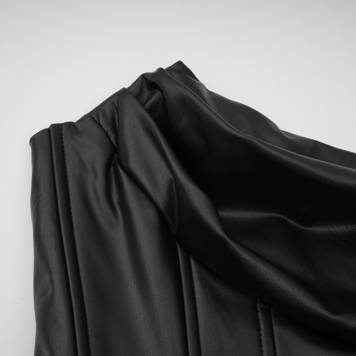 Agnes Black Ruched Leather Bodycon Mini Dress (Final Sale-US Only)