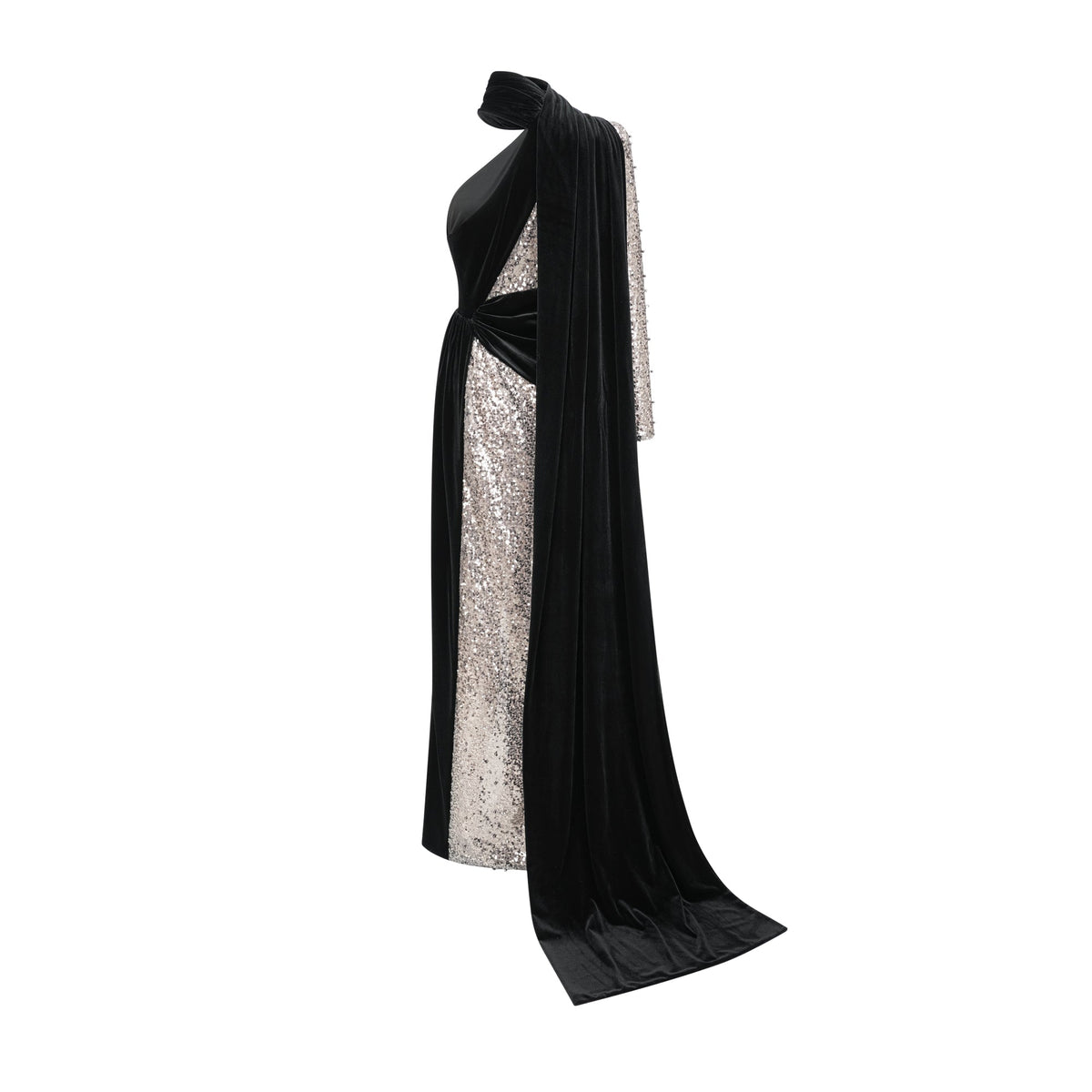 Juliette sequin-embellished asymmetric maxi dress