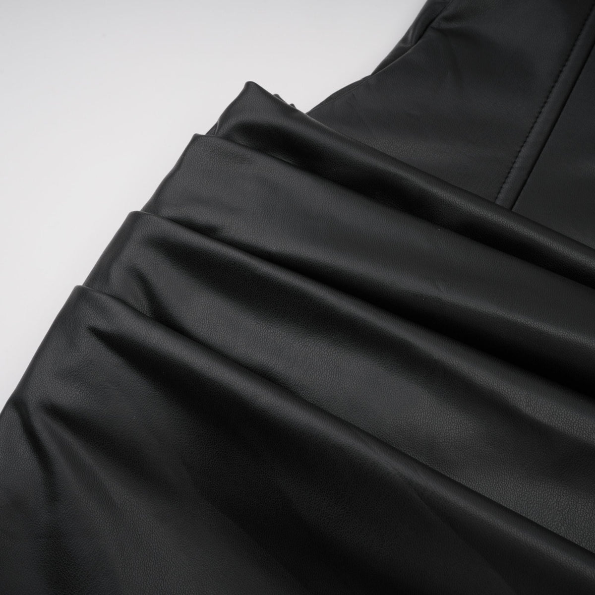 Agnes Black Ruched Leather Bodycon Mini Dress (Final Sale-US Only)
