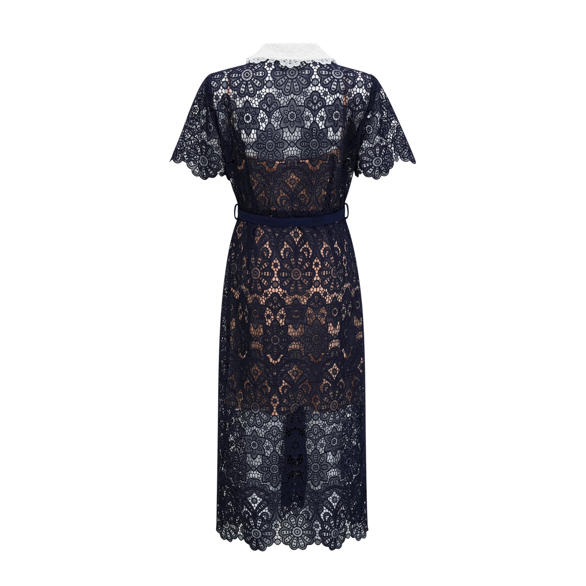Ariane Navy Crochet-lace Midi Dress (Final Sale-US Only)