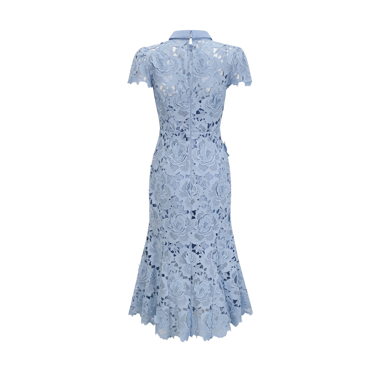 Aurore Blue Floral Appliqué Lace Midi Dress (Final Sale-US Only)