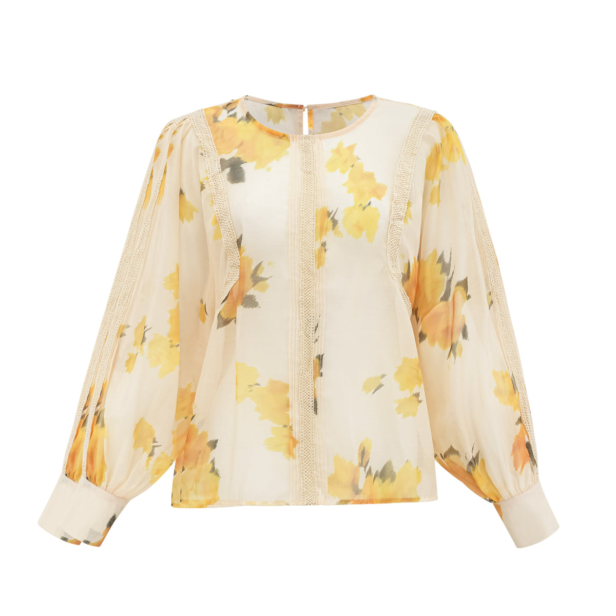 Éva yellow floral-print blouse & skirt matching set - Yellow