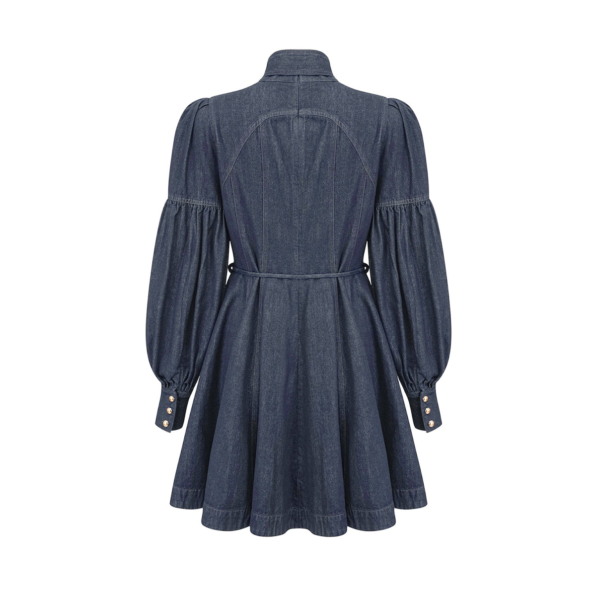 Mirabel dark-blue contrast-stitch denim mini dress