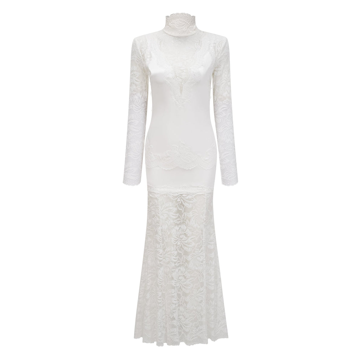 Airelle White Satin Panel Lace Maxi Dress (Final Sale)
