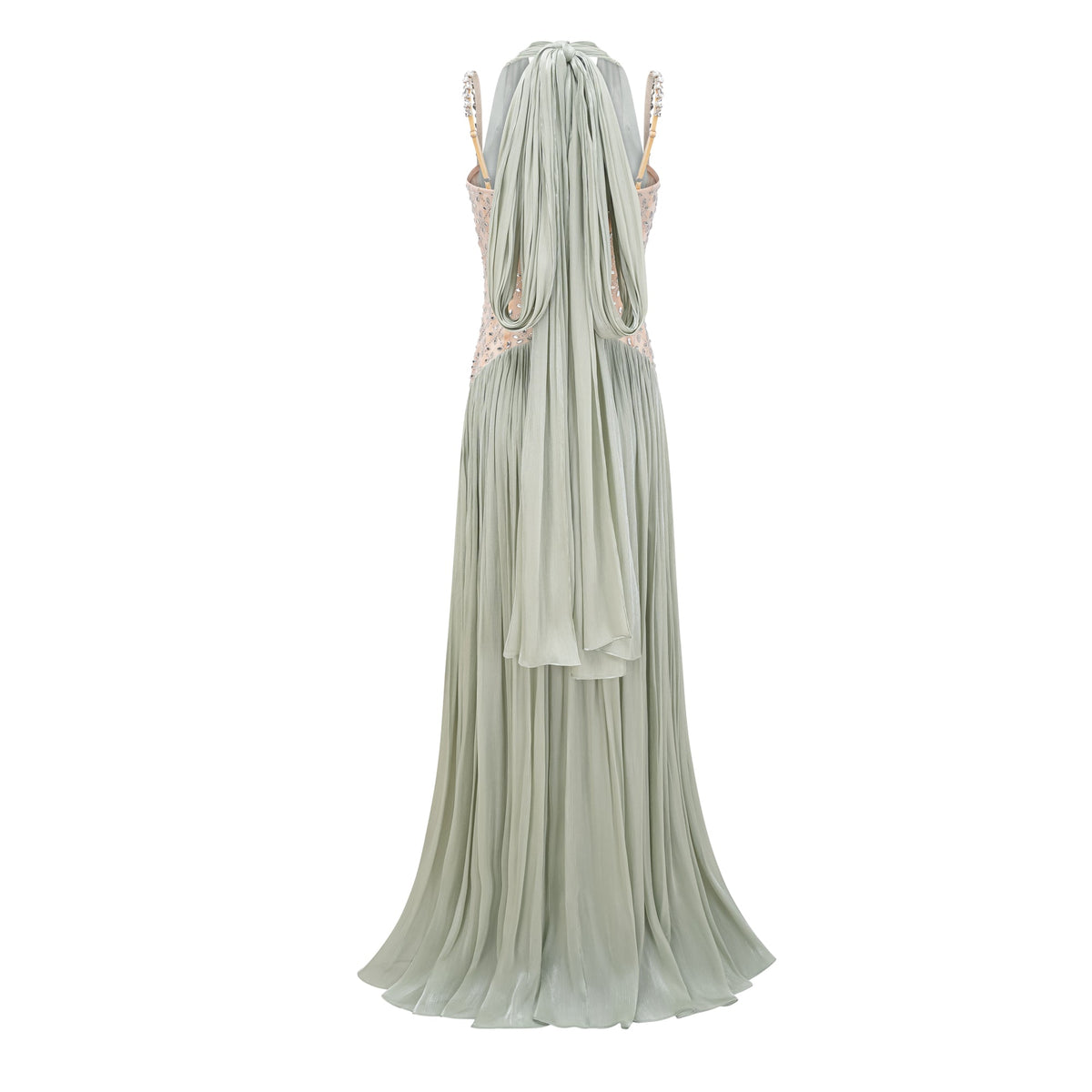 Gwenaëlle Green Rhinestone Panel Maxi Dress