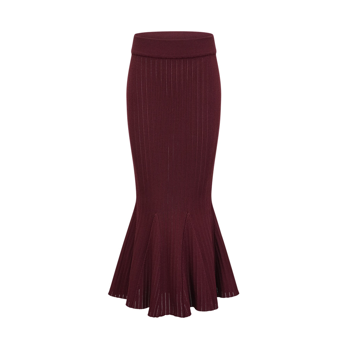 Corrine red ruffled knit top & maxi skirt matching set - Red