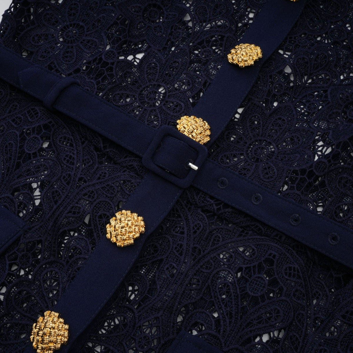 Ariane Navy Crochet-lace Midi Dress (Final Sale-US Only)