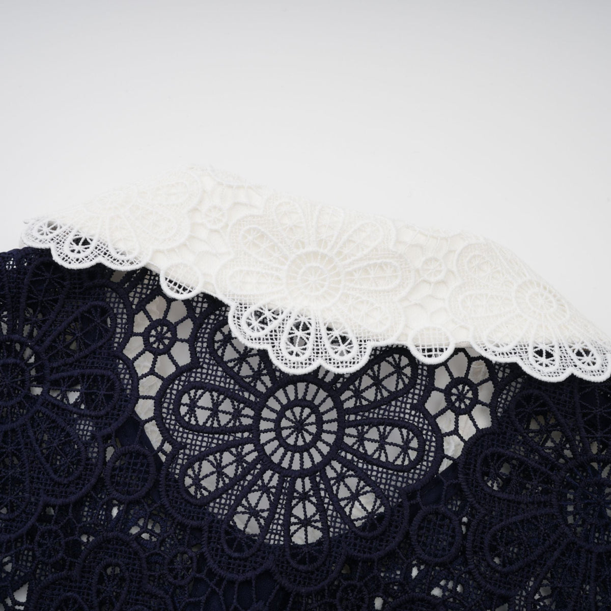 Ariane dark-blue floral crochet-lace midi dress