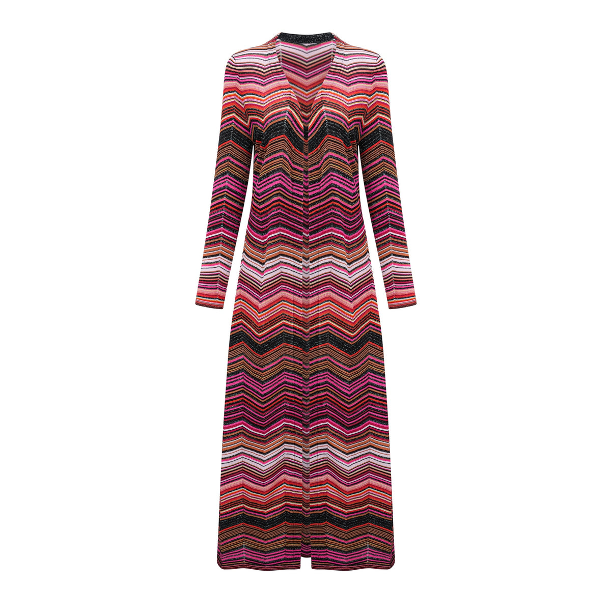 Chloé Red Striped Knit Long Cardigan