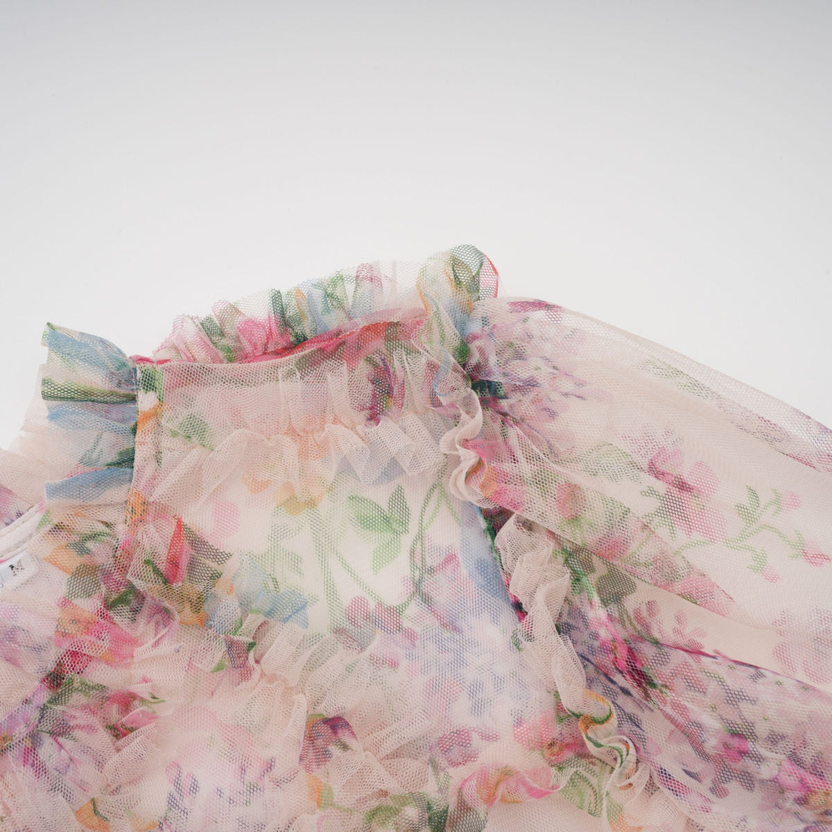 Candice floral ruffled tulle midi dress
