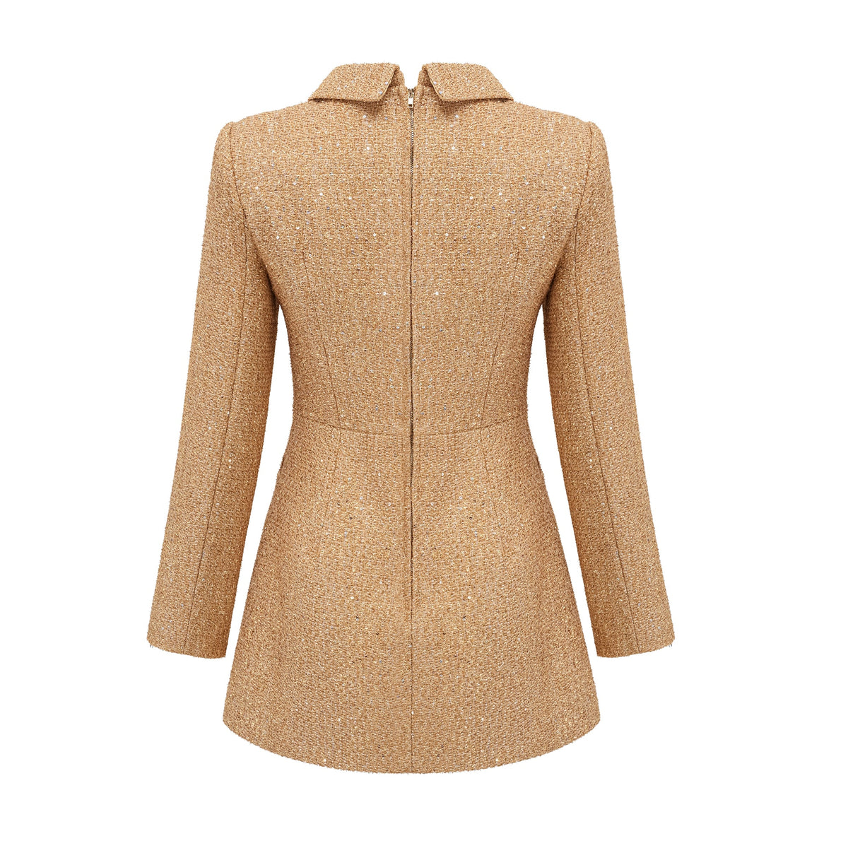 Morgane tweed long-sleeve mini dress - Gold
