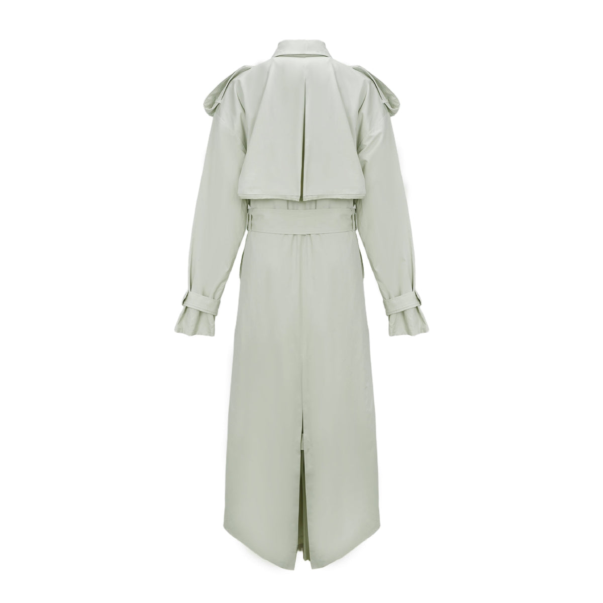 Bruyère White Double-Breasted Long Trench Coat