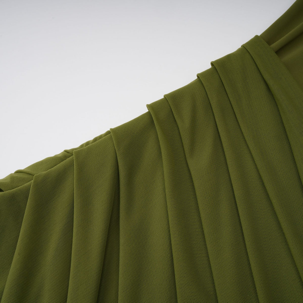 Arlette Green Asymmetrical Ruched Maxi Dress