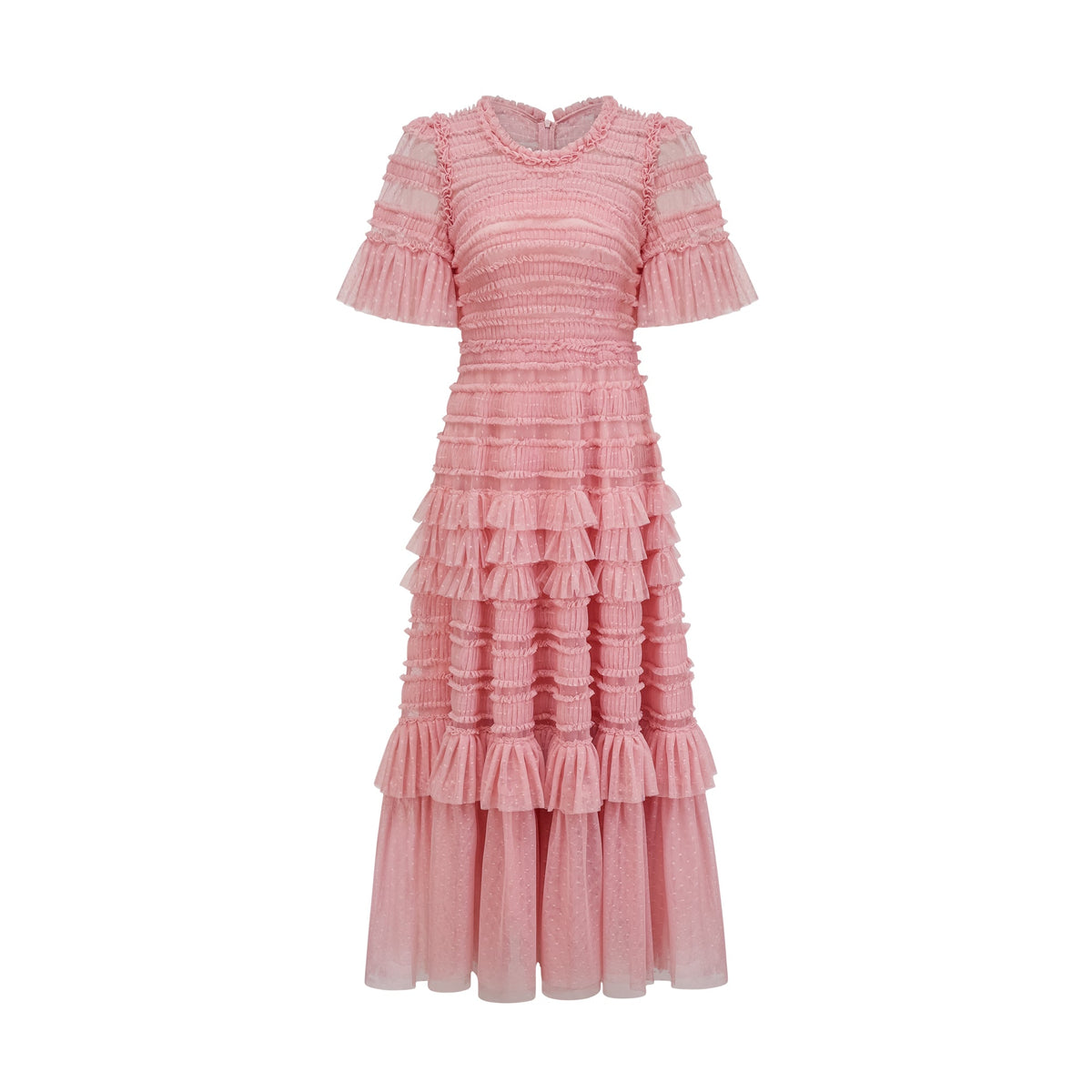 Aimée pink dot-detail ruffled tulle midi dress (Final Sale-US Only)