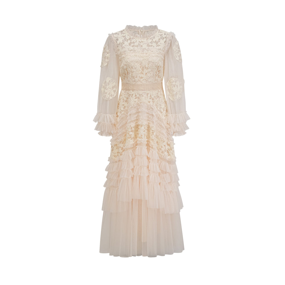 Capucine floral-embroidered layered tulle maxi dress
