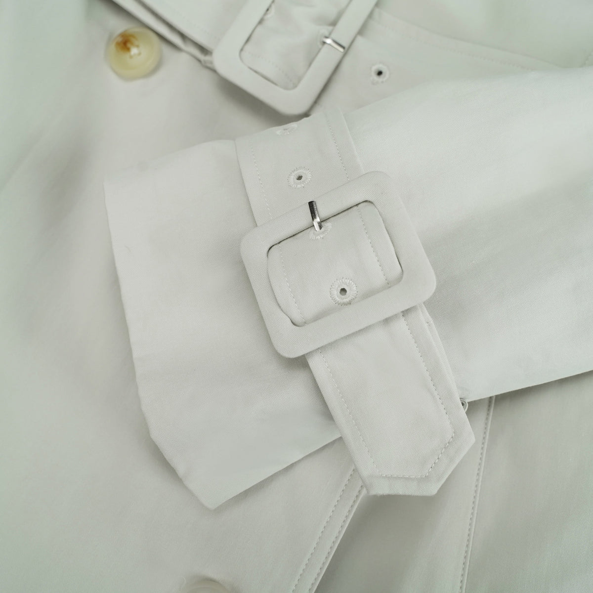 Bruyère White Double-Breasted Long Trench Coat