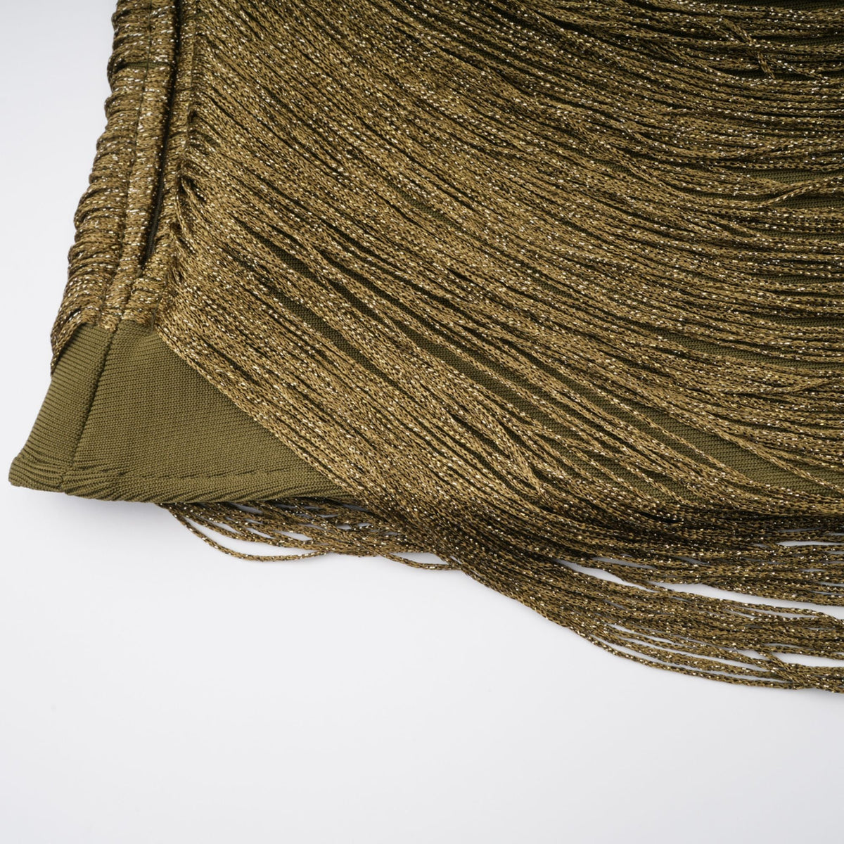Borbála Green Fringed Top & Satin Skirt Set