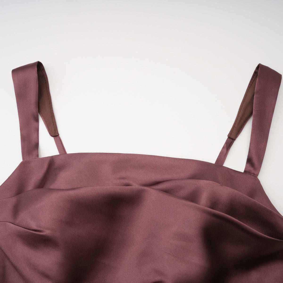 Inmaculada Brown Ruched Satin Maxi Dress