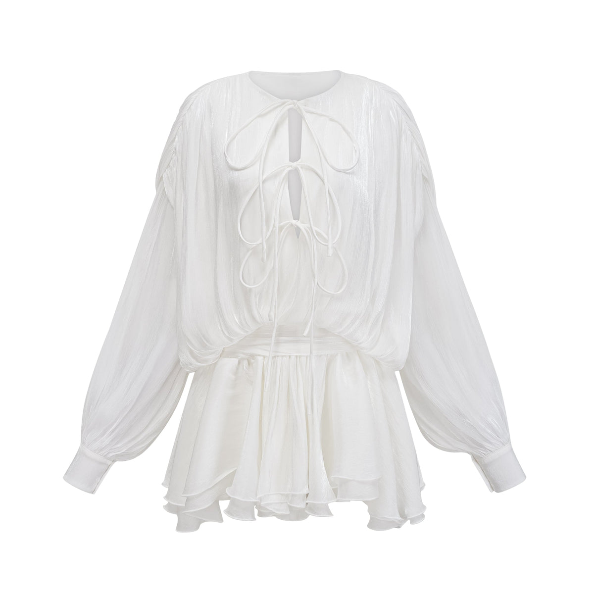 Mahault white pleated glitter-effect mini dress (Final Sale-US Only)