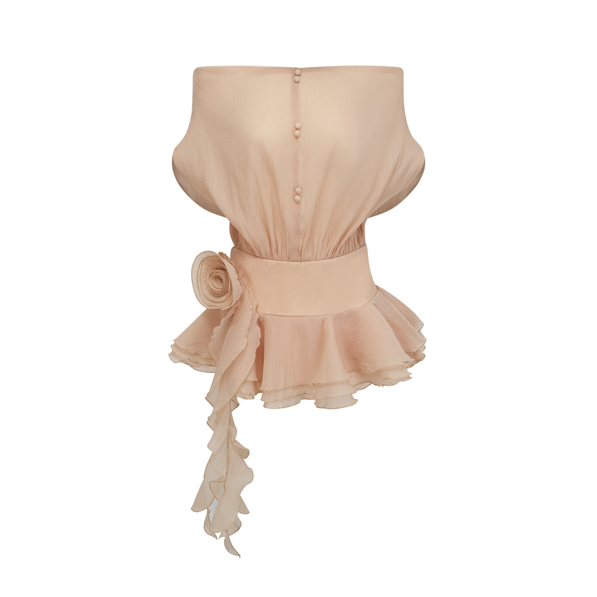 Amélie floral-appliqué flounced mini dress in Neutrals (Final Sale-US Only)