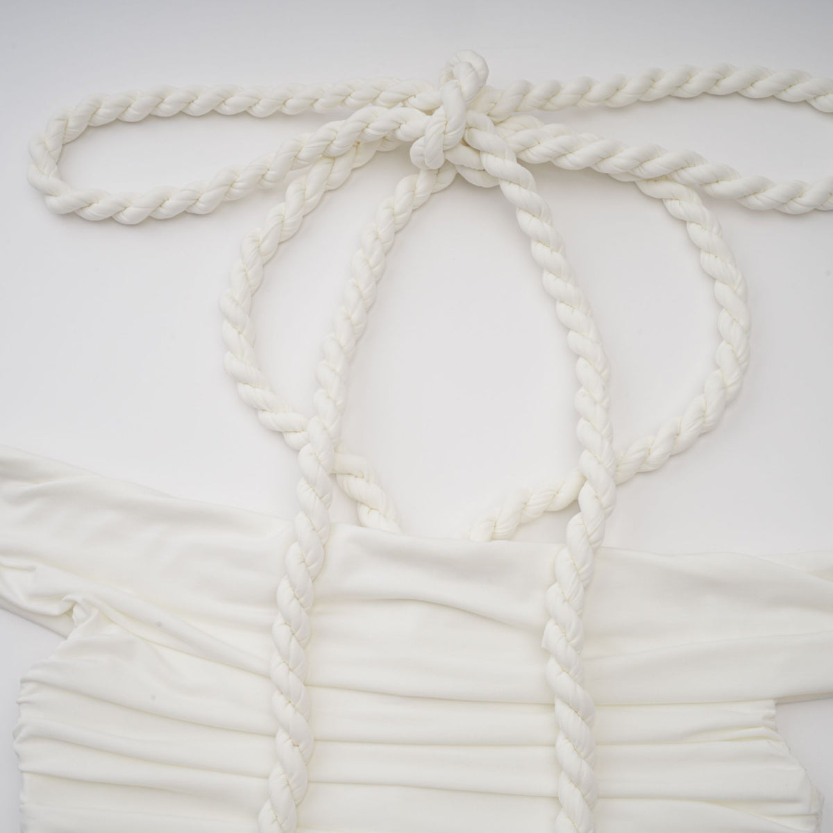 Émeline white braided rope-detail midi dress