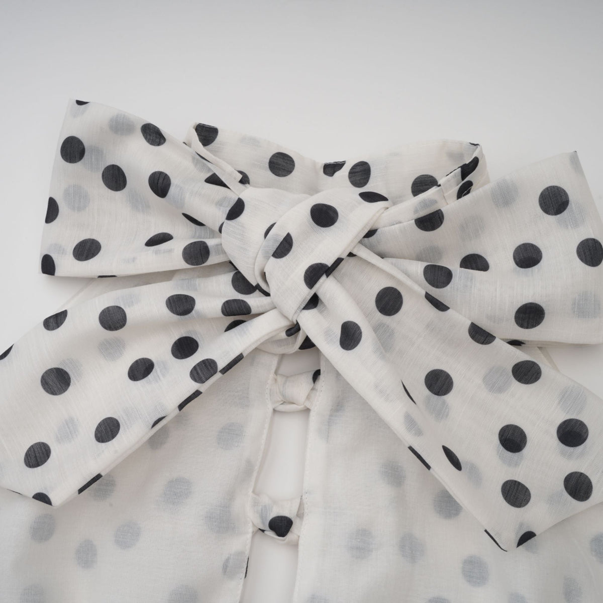 Audrey white bowknot polka-dot midi dress