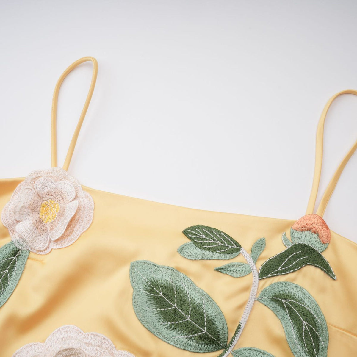 Avril Yellow Floral Embroidered Mini Dress