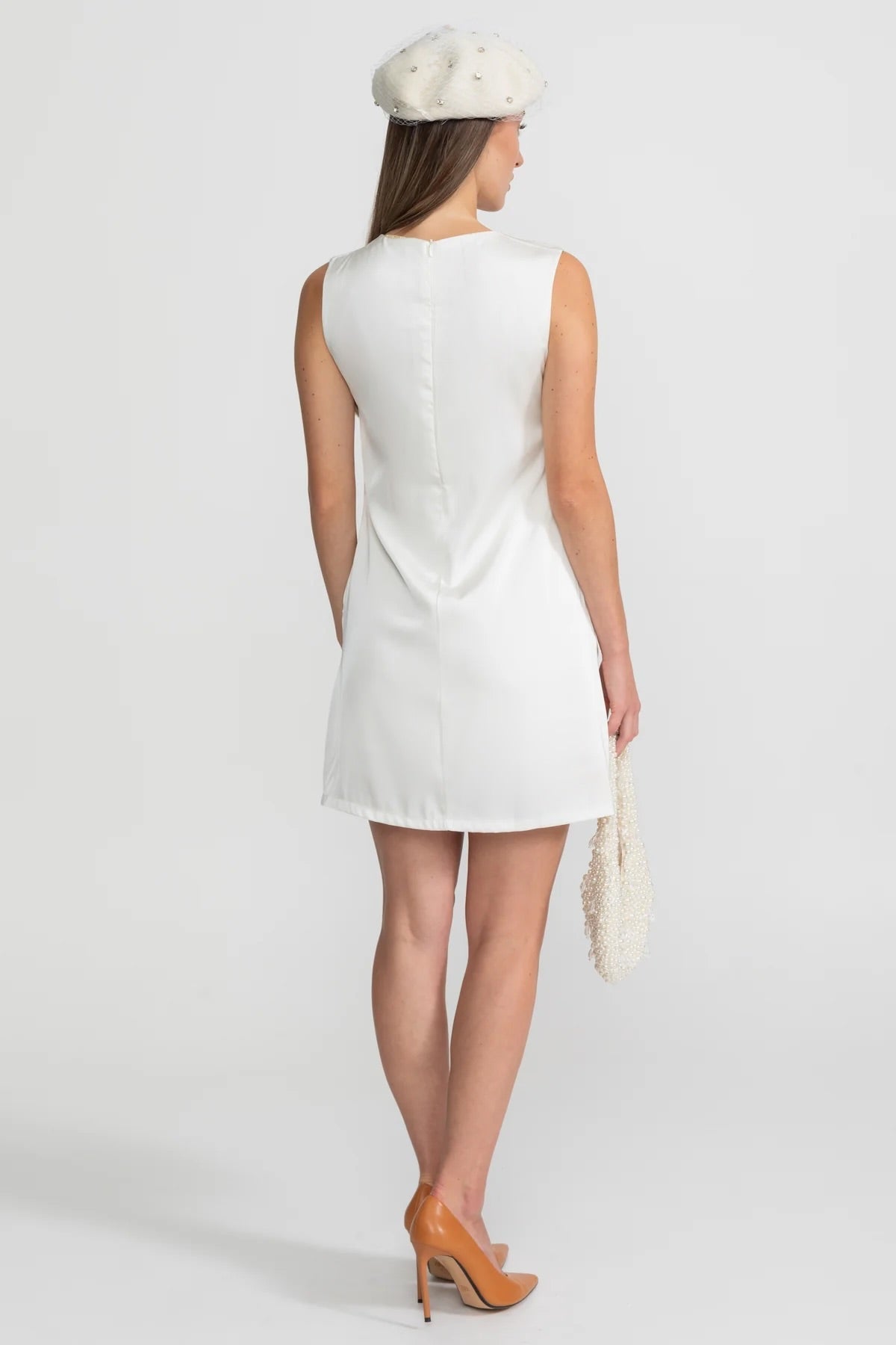 3D Floral Appliqué Mini Dress – White